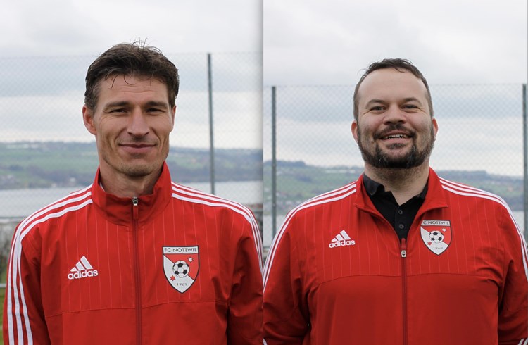 Das Trainerduo Heinz Schumacher (links) und Michael Haas verlängerte seine Verträge beim FC Nottwil. (Fotos zvg)