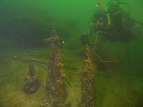 2004 und 2015 fanden Tauchprospektionen beim Gamma-Inseli statt. Die Kantonsarchäologen stiessen auf Überreste von Pfahlbauten. (Foto zVg)