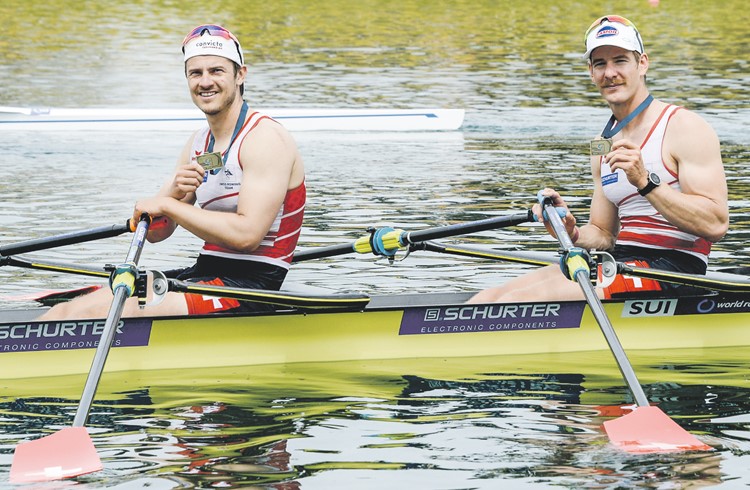 Roman Röösli (links) und Barnabé Delarze verteidigten die Bronzemedaille gegen die Deutschen. (Foto Detlev Seyb)