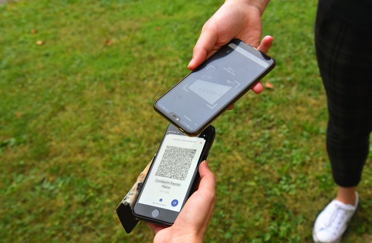 Mit der Kontroll-Applikation des BAG kann jedes Smartphone die Gültigkeit eines Impfzertifikats überprüfen. (Foto Daniel Zumbühl)