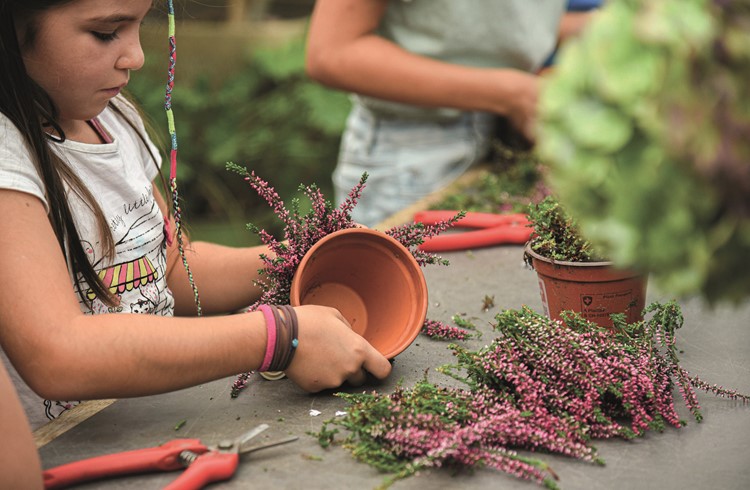 Bei «Blumen Bernet» in Nottwil konnten die Kinder selbst floristisch aktiv werden und eigene Gestecke zaubern.  (Foto Emilia Keller)