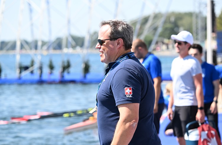 Sempacher Stadtrat Christian Stofer bei der Ruder-WM 2023 in Belgrad, an welcher der Verband Swiss Rowing mit drei Medaillengewinnen (2 Gold, 1 Silber) sowie vier Qualifikationen für die Olympischen Spiele sehr erfolgreich abgeschnitten hat. (Foto Detlev Seyb/Swiss Rowing)