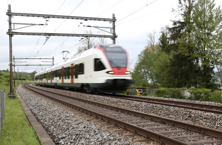 Eine S-Bahn ist zwischen Nottwil und dem Bahnhof Sempach-Neuenkirch unterwegs. (Foto  Geri Wyss)