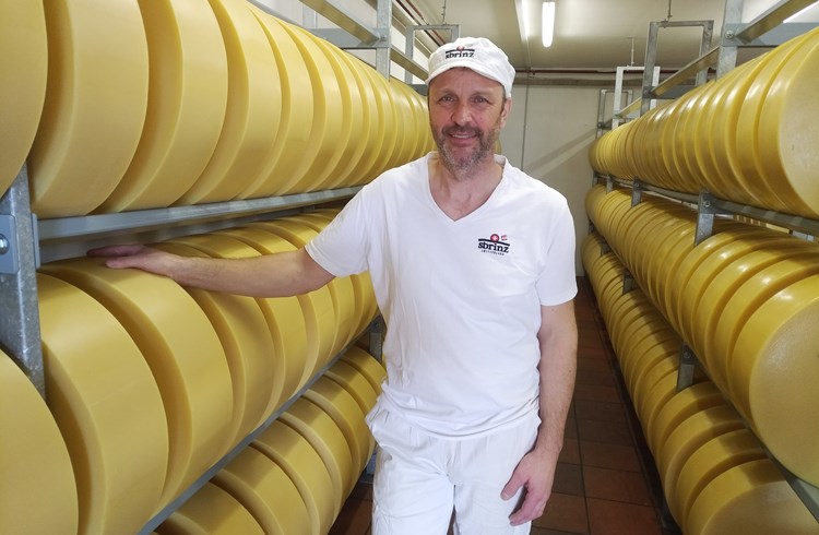 Der Betriebsleiter der Käserei Hildisrieden, Kurt Hofstetter, bringt seine ganze Erfahrung ein für die Produktion des Hartkäses der Marke Sbrinz AOP. (Foto Geri Wyss)